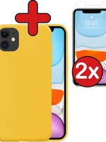BTH BTH iPhone 11 hoesje siliconen geel met 2x screenprotector