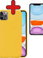 BTH BTH iPhone 11 Pro hoesje siliconen geel met screenprotector