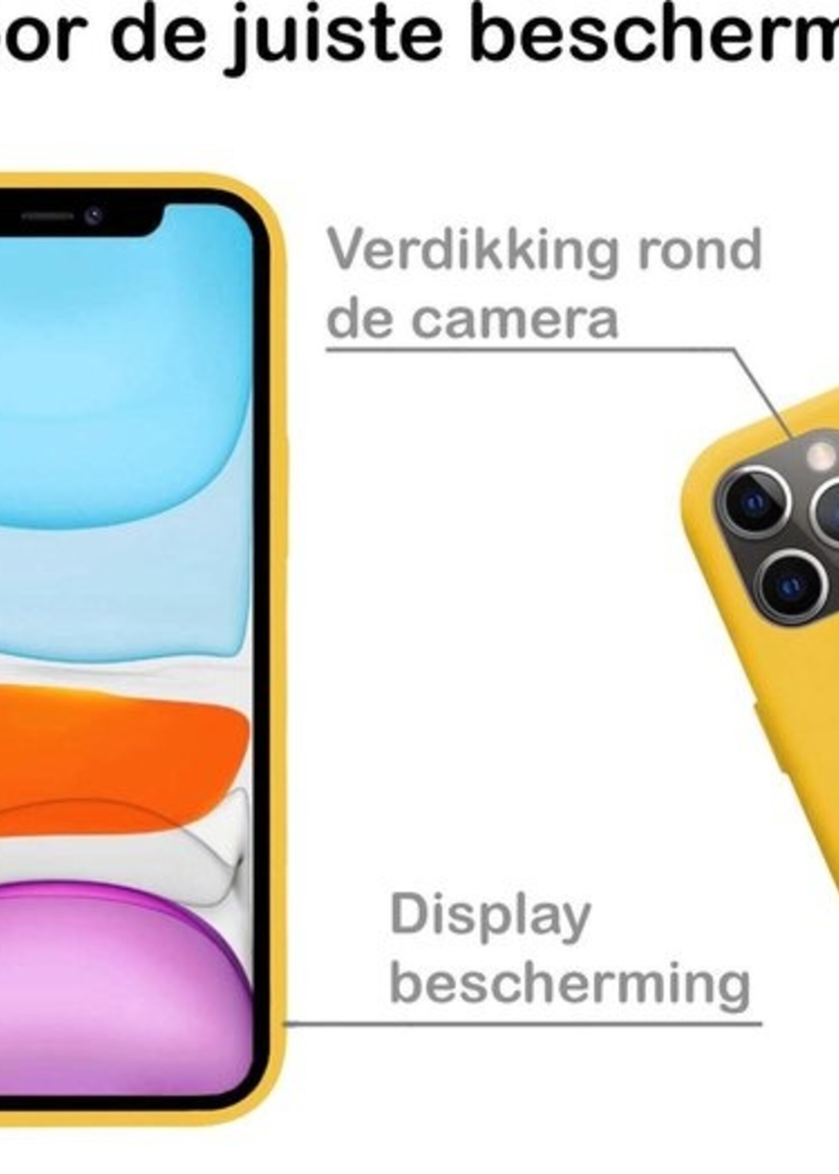 BTH Hoesje Geschikt voor iPhone 11 Pro Max Hoesje Siliconen Case Hoes Met Screenprotector - Hoes Geschikt voor iPhone 11 Pro Max Hoes Cover Case - Geel