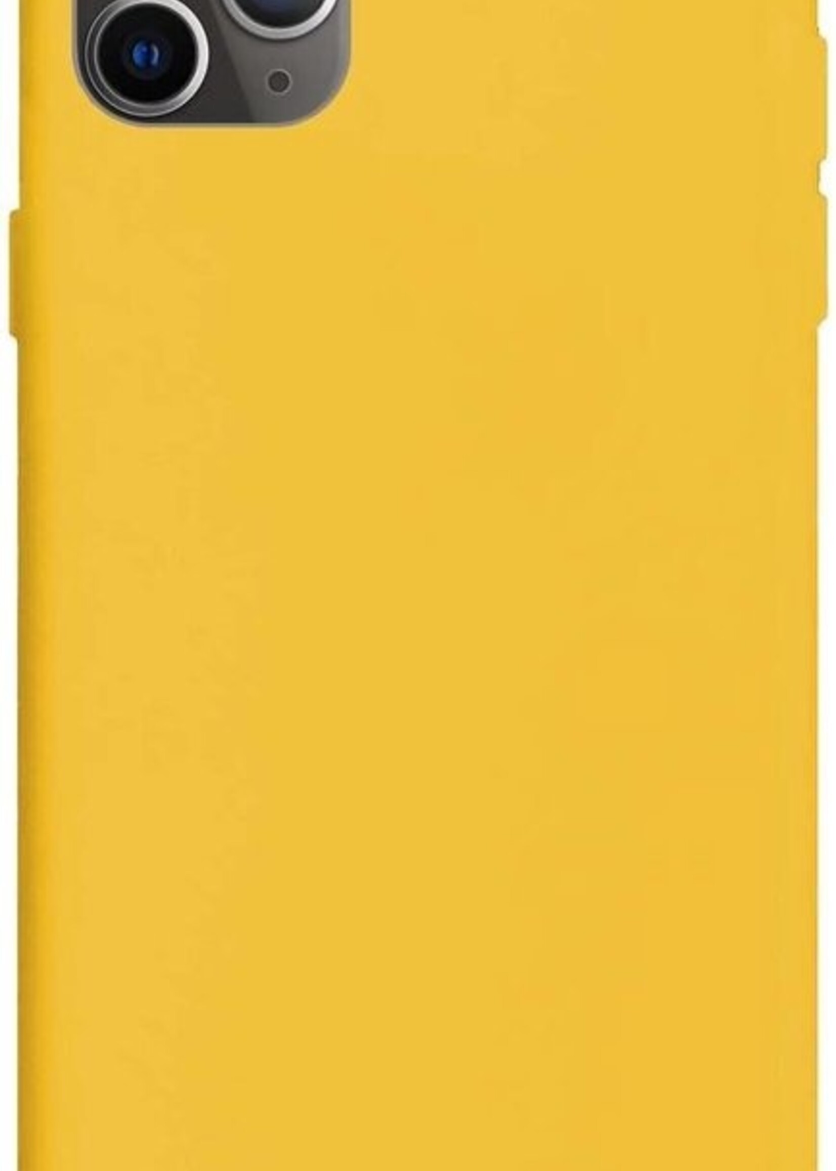 BTH Hoesje Geschikt voor iPhone 11 Pro Max Hoesje Siliconen Case Hoes Met Screenprotector - Hoes Geschikt voor iPhone 11 Pro Max Hoes Cover Case - Geel