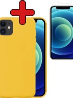 BTH BTH iPhone 12 Mini hoesje siliconen geel met screenprotector