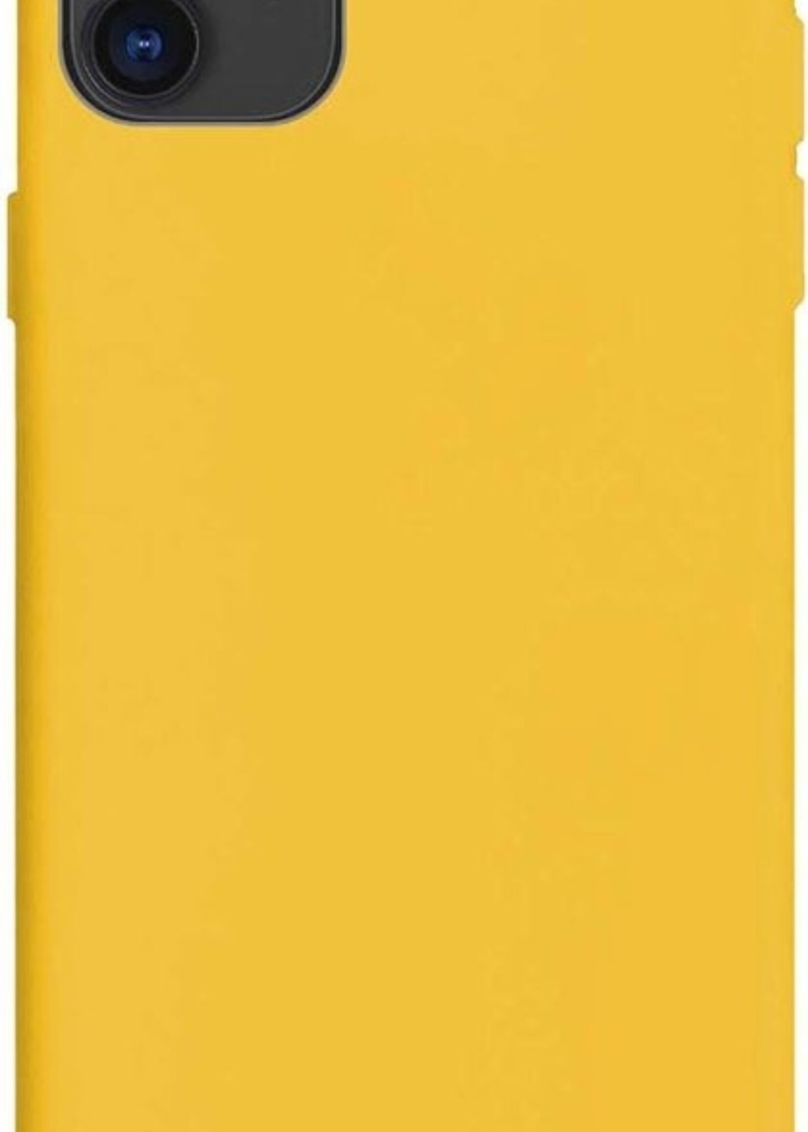 BTH Hoesje Geschikt voor iPhone 12 Mini Hoesje Siliconen Case Hoes Met Screenprotector - Hoes Geschikt voor iPhone 12 Mini Hoes Cover Case - Geel