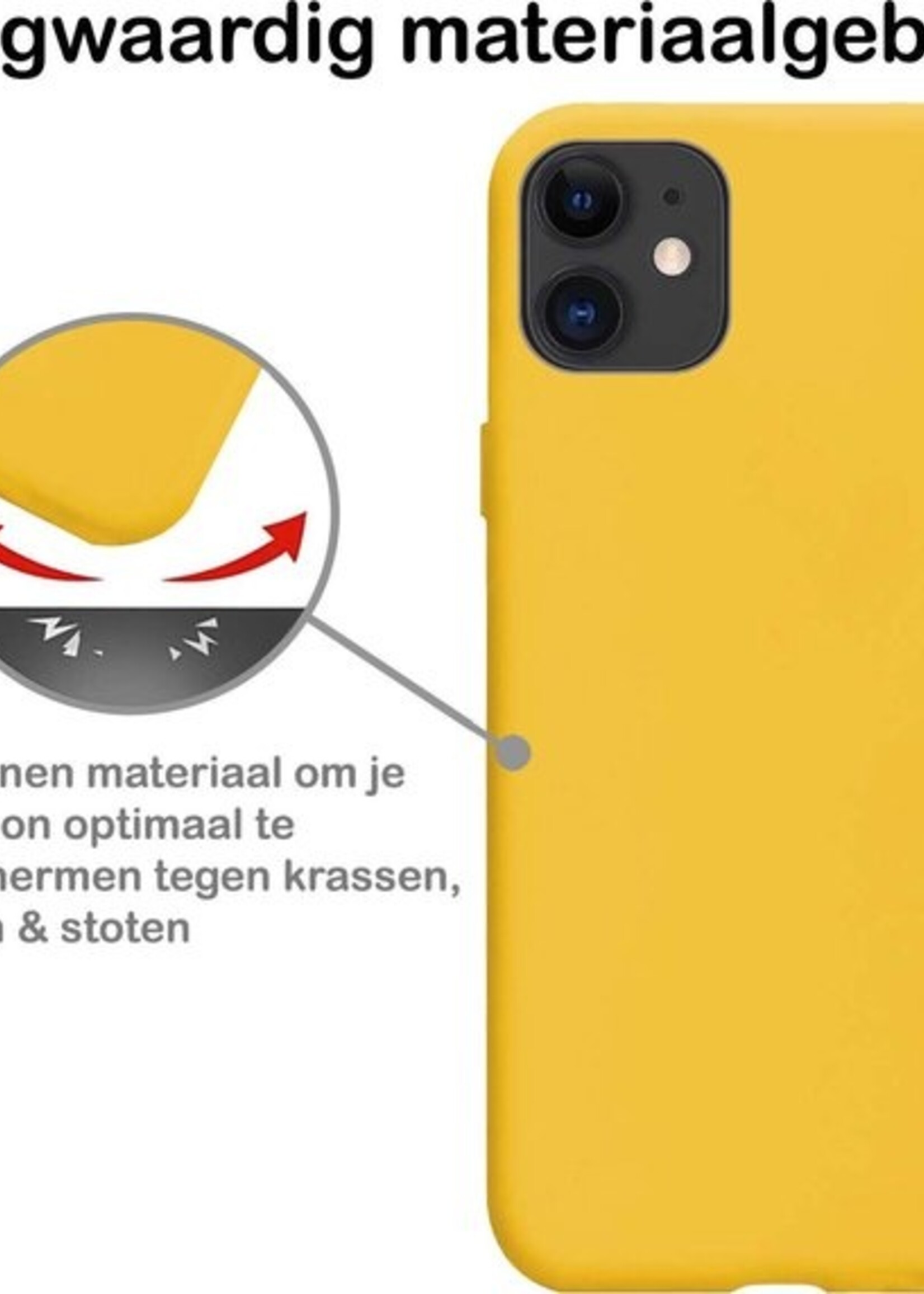 BTH Hoesje Geschikt voor iPhone 12 Mini Hoesje Siliconen Case Hoes Met Screenprotector - Hoes Geschikt voor iPhone 12 Mini Hoes Cover Case - Geel