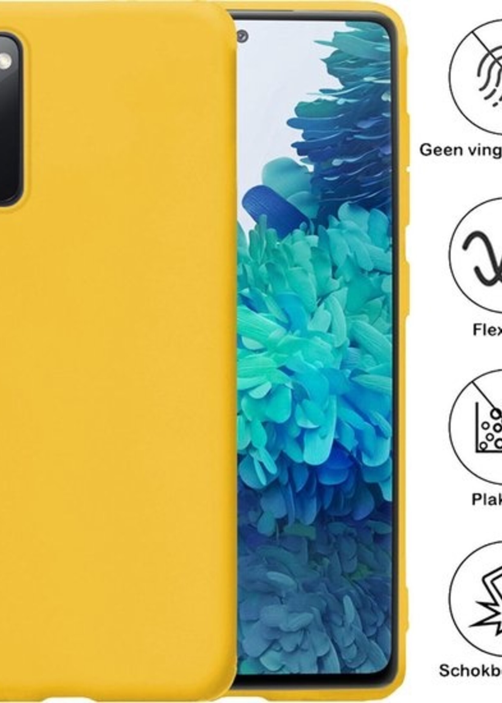 BTH Hoesje Geschikt voor Samsung S20 FE Hoesje Siliconen Case Hoes Met Screenprotector - Hoes Geschikt voor Samsung Galaxy S20 FE Hoes Cover Case - Geel