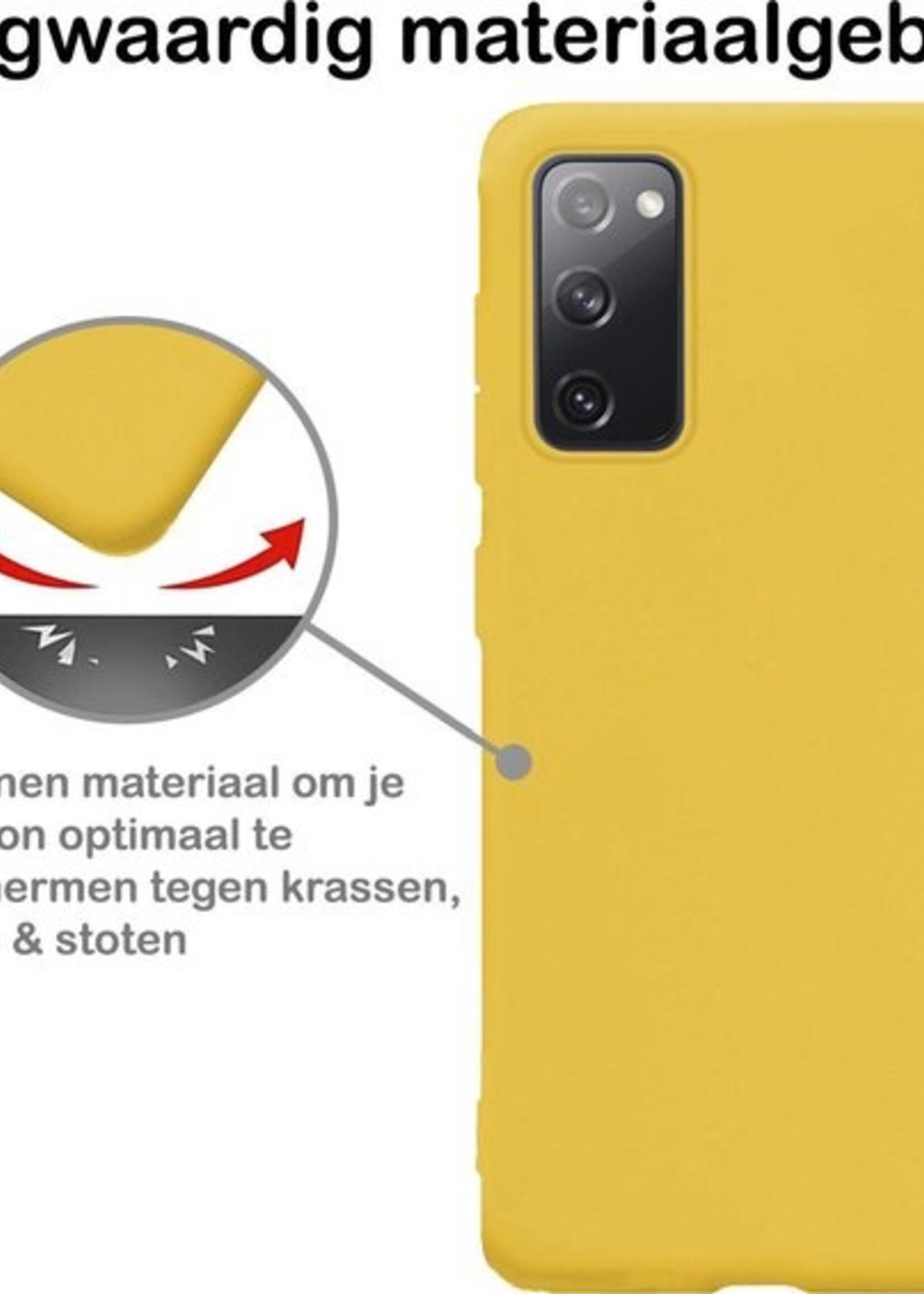 BTH Hoesje Geschikt voor Samsung S20 FE Hoesje Siliconen Case Hoes Met Screenprotector - Hoes Geschikt voor Samsung Galaxy S20 FE Hoes Cover Case - Geel