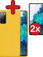 BTH BTH Samsung Galaxy S20FE hoesje siliconen geel met 2x screenprotector