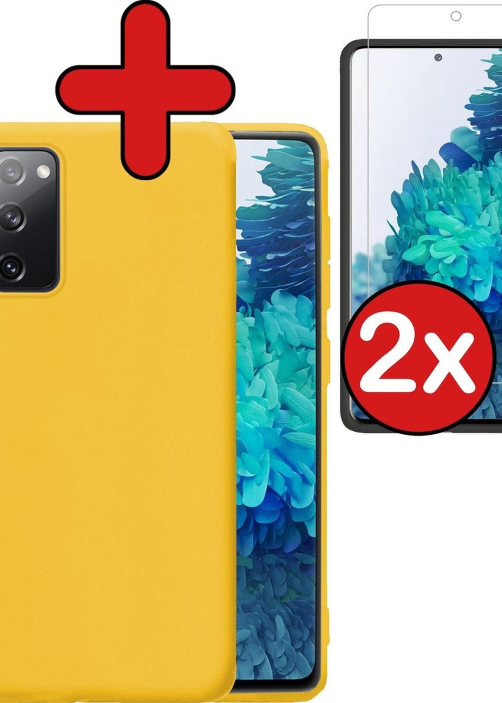 BTH Hoesje Geschikt voor Samsung S20 FE Hoesje Siliconen Case Hoes Met 2x Screenprotector - Hoes Geschikt voor Samsung Galaxy S20 FE Hoes Cover Case - Geel