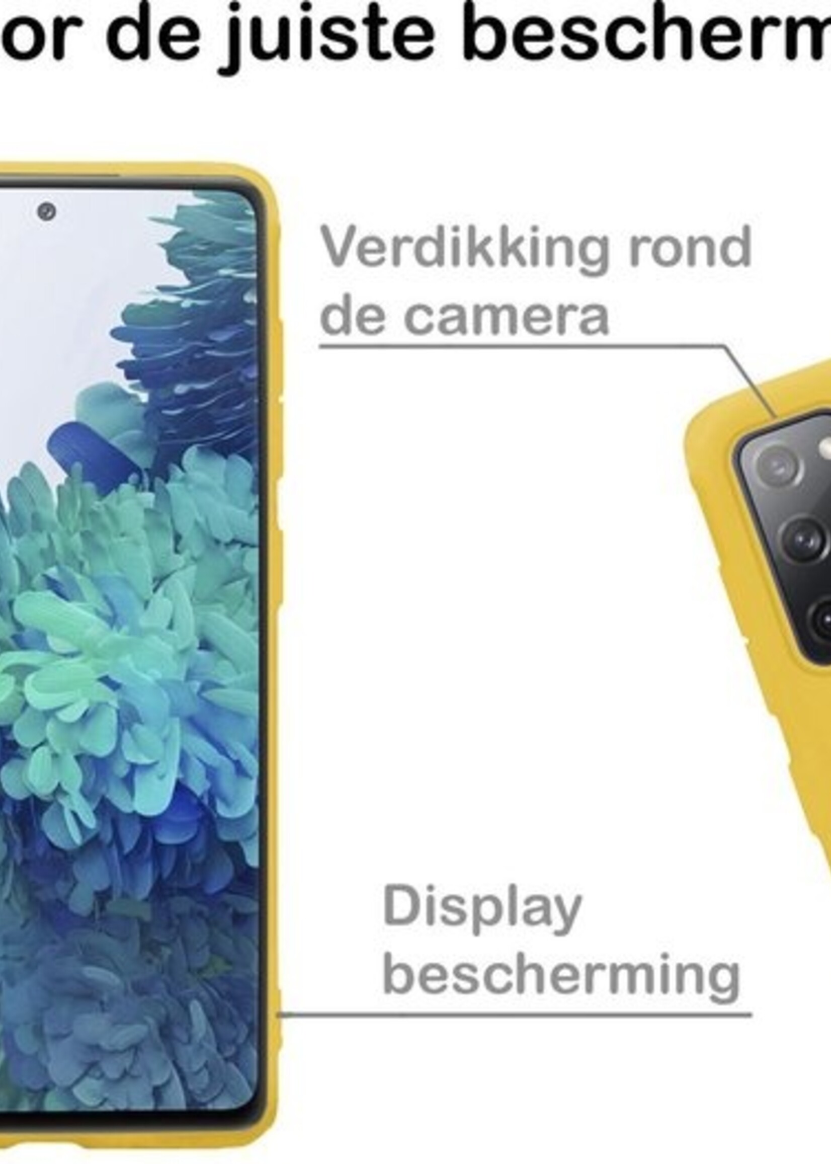 BTH Hoesje Geschikt voor Samsung S20 FE Hoesje Siliconen Case Hoes Met 2x Screenprotector - Hoes Geschikt voor Samsung Galaxy S20 FE Hoes Cover Case - Geel