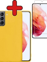 BTH BTH Samsung Galaxy S21 Plus hoesje siliconen geel met screenprotector