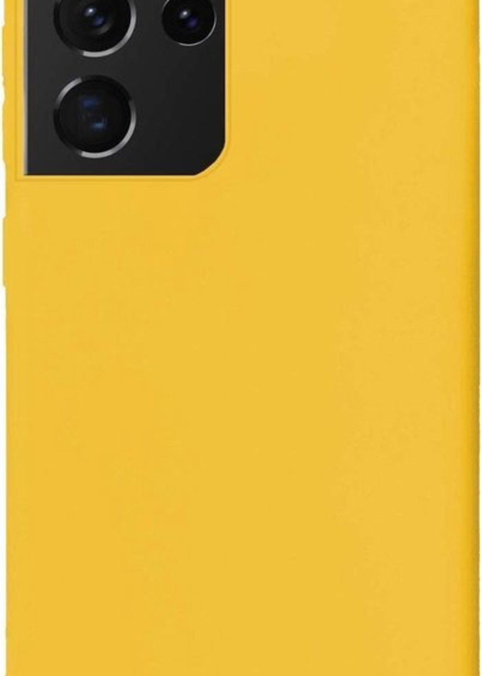 BTH Hoesje Geschikt voor Samsung S21 Ultra Hoesje Siliconen Case Hoes Met Screenprotector - Hoes Geschikt voor Samsung Galaxy S21 Ultra Hoes Cover Case - Geel