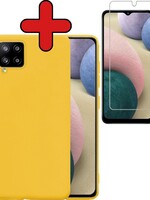 BTH BTH Samsung Galaxy A12 hoesje siliconen geel met screenprotector