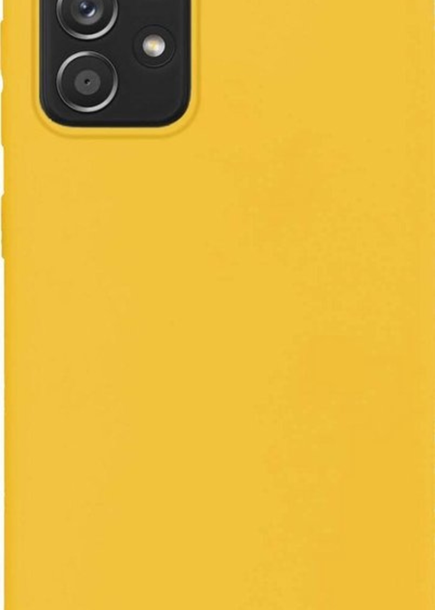BTH Hoesje Geschikt voor Samsung A52 Hoesje Siliconen Case Hoes Met 2x Screenprotector - Hoes Geschikt voor Samsung Galaxy A52 Hoes Cover Case - Geel