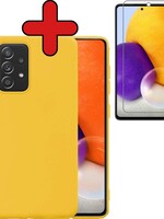 BTH BTH Samsung Galaxy A72 hoesje siliconen geel met screenprotector