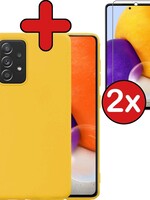 BTH BTH Samsung Galaxy A72 hoesje siliconen geel met 2x screenprotector