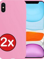 BTH BTH iPhone Xs Hoesje Siliconen - Roze - 2 PACK