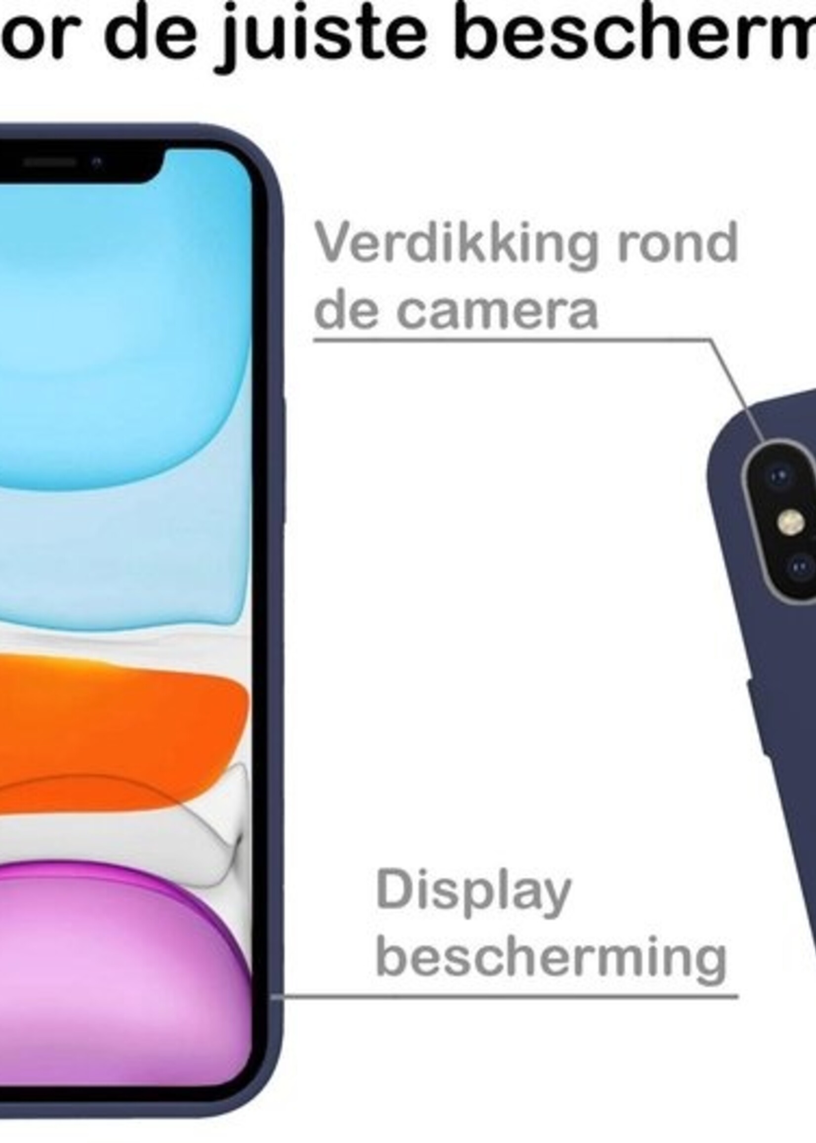 BTH Hoesje Geschikt voor iPhone Xs Max Hoesje Siliconen Case Hoes - Hoes Geschikt voor iPhone Xs Max Hoes Cover Case - Donkerblauw - 2 PACK