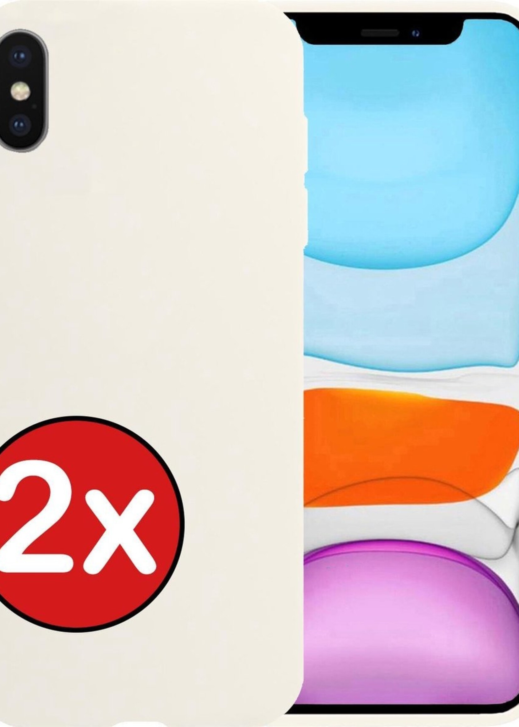 BTH Hoesje Geschikt voor iPhone Xs Max Hoesje Siliconen Case Hoes - Hoes Geschikt voor iPhone Xs Max Hoes Cover Case - Wit - 2 PACK