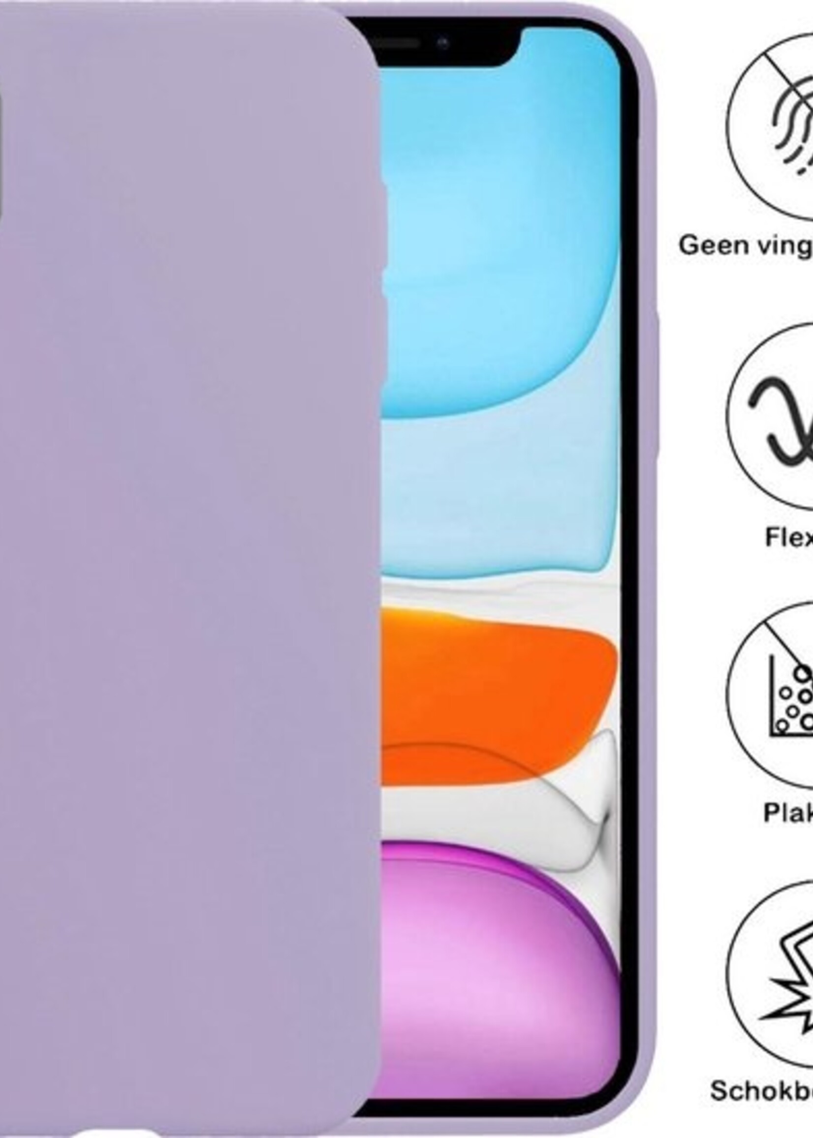 BTH Hoesje Geschikt voor iPhone XR Hoesje Siliconen Case Hoes - Hoes Geschikt voor iPhone XR Hoes Cover Case - Lila - 2 PACK