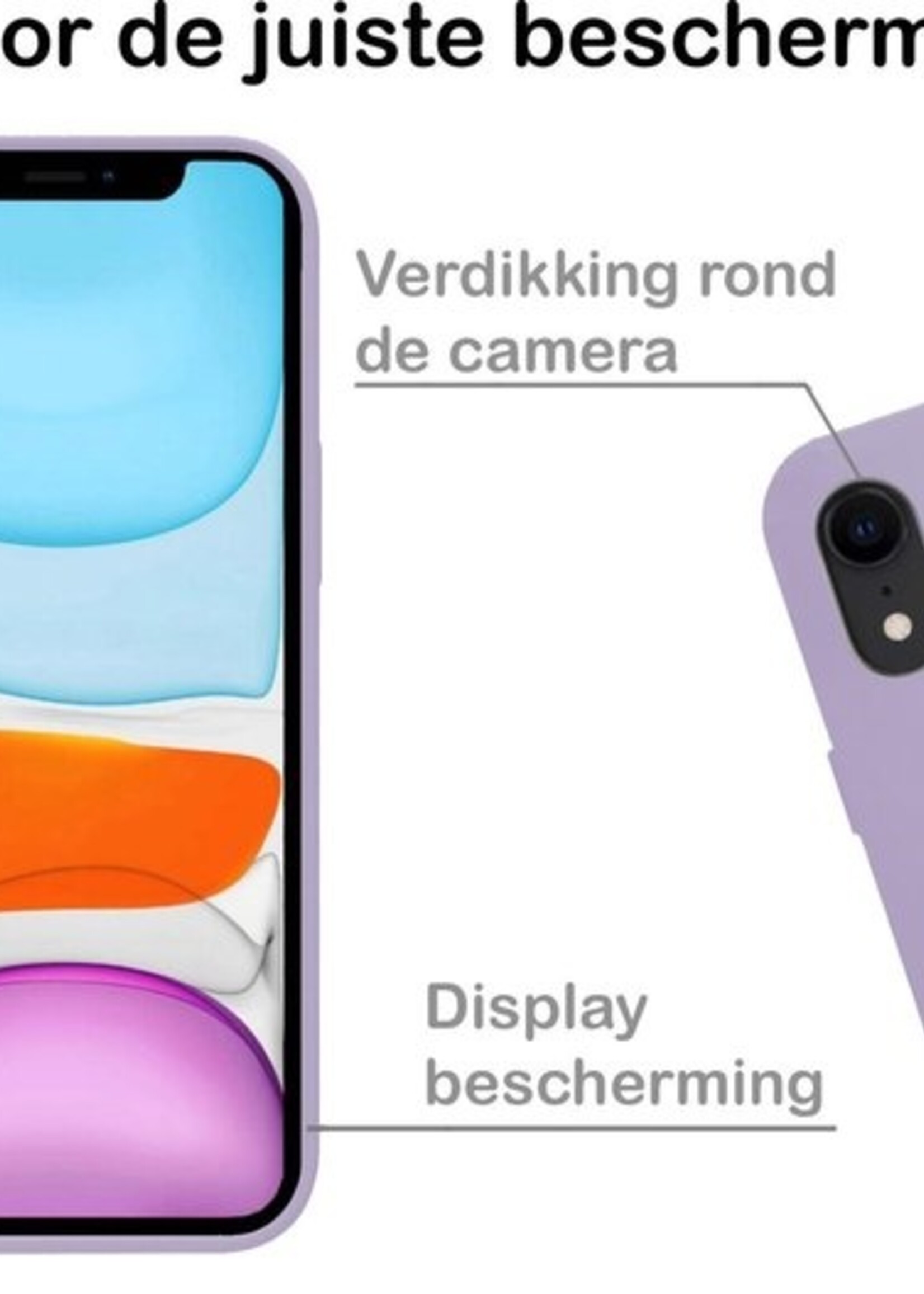 BTH Hoesje Geschikt voor iPhone XR Hoesje Siliconen Case Hoes - Hoes Geschikt voor iPhone XR Hoes Cover Case - Lila - 2 PACK