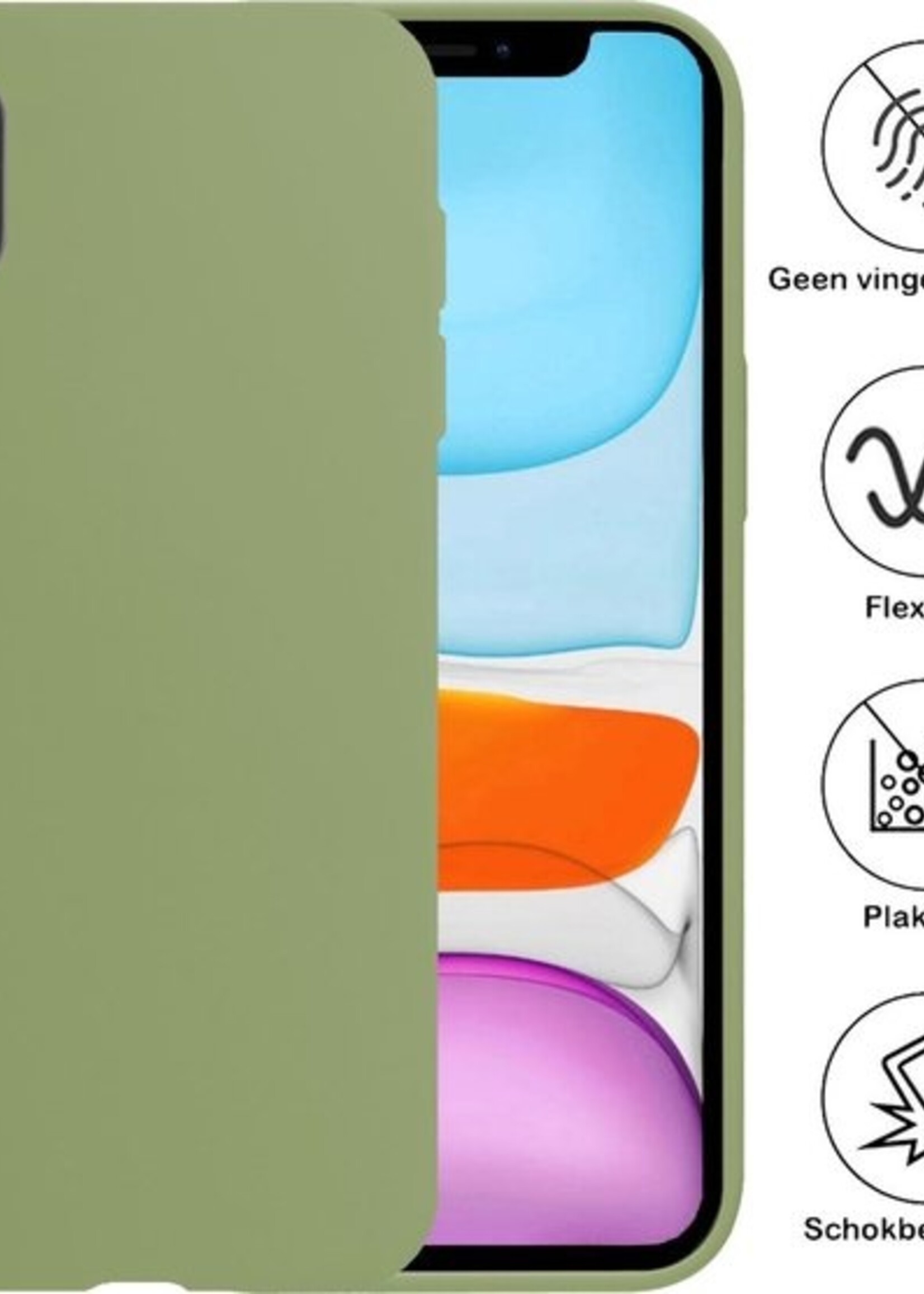 BTH Hoesje Geschikt voor iPhone XR Hoesje Siliconen Case Hoes - Hoes Geschikt voor iPhone XR Hoes Cover Case - Groen - 2 PACK