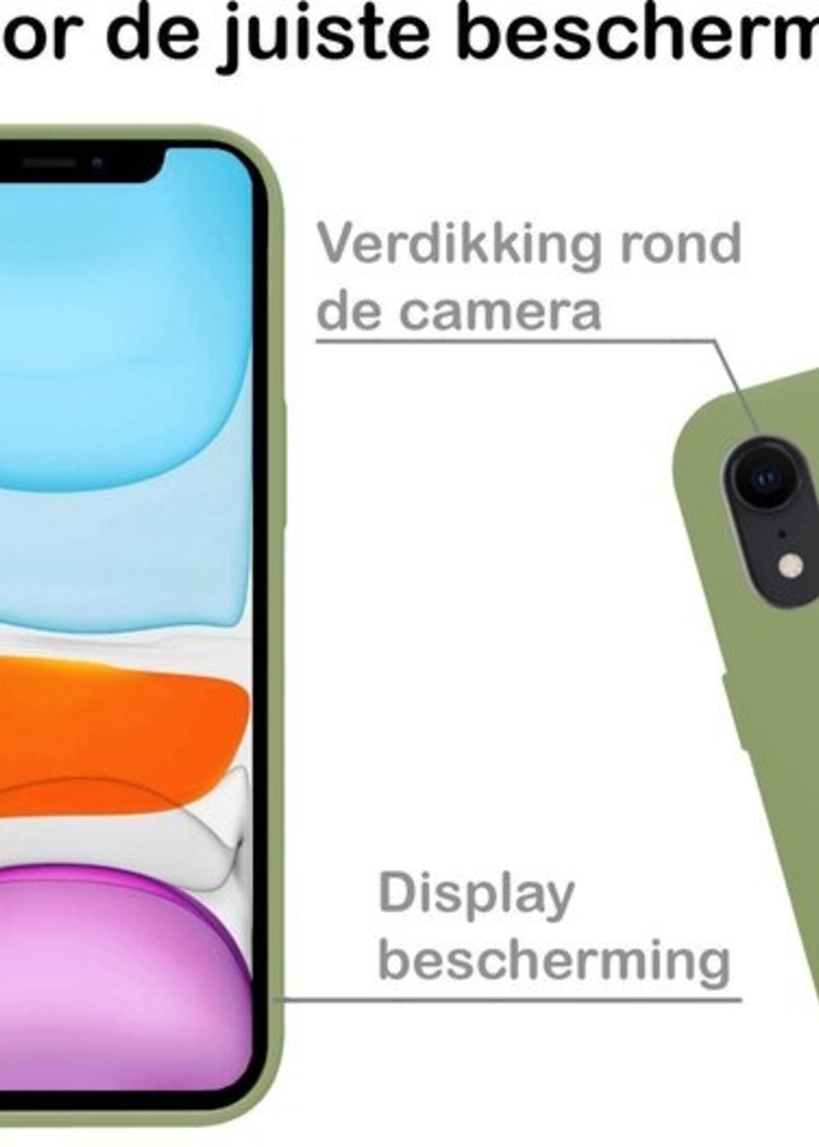 BTH Hoesje Geschikt voor iPhone XR Hoesje Siliconen Case Hoes - Hoes Geschikt voor iPhone XR Hoes Cover Case - Groen - 2 PACK