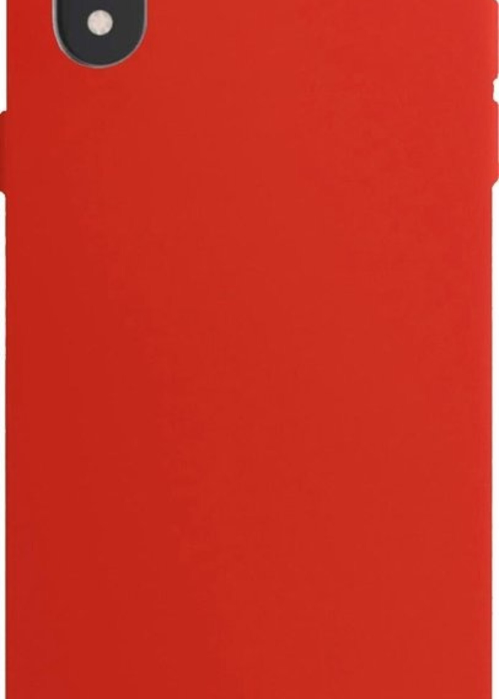 BTH Hoesje Geschikt voor iPhone XR Hoesje Siliconen Case Hoes - Hoes Geschikt voor iPhone XR Hoes Cover Case - Rood - 2 PACK