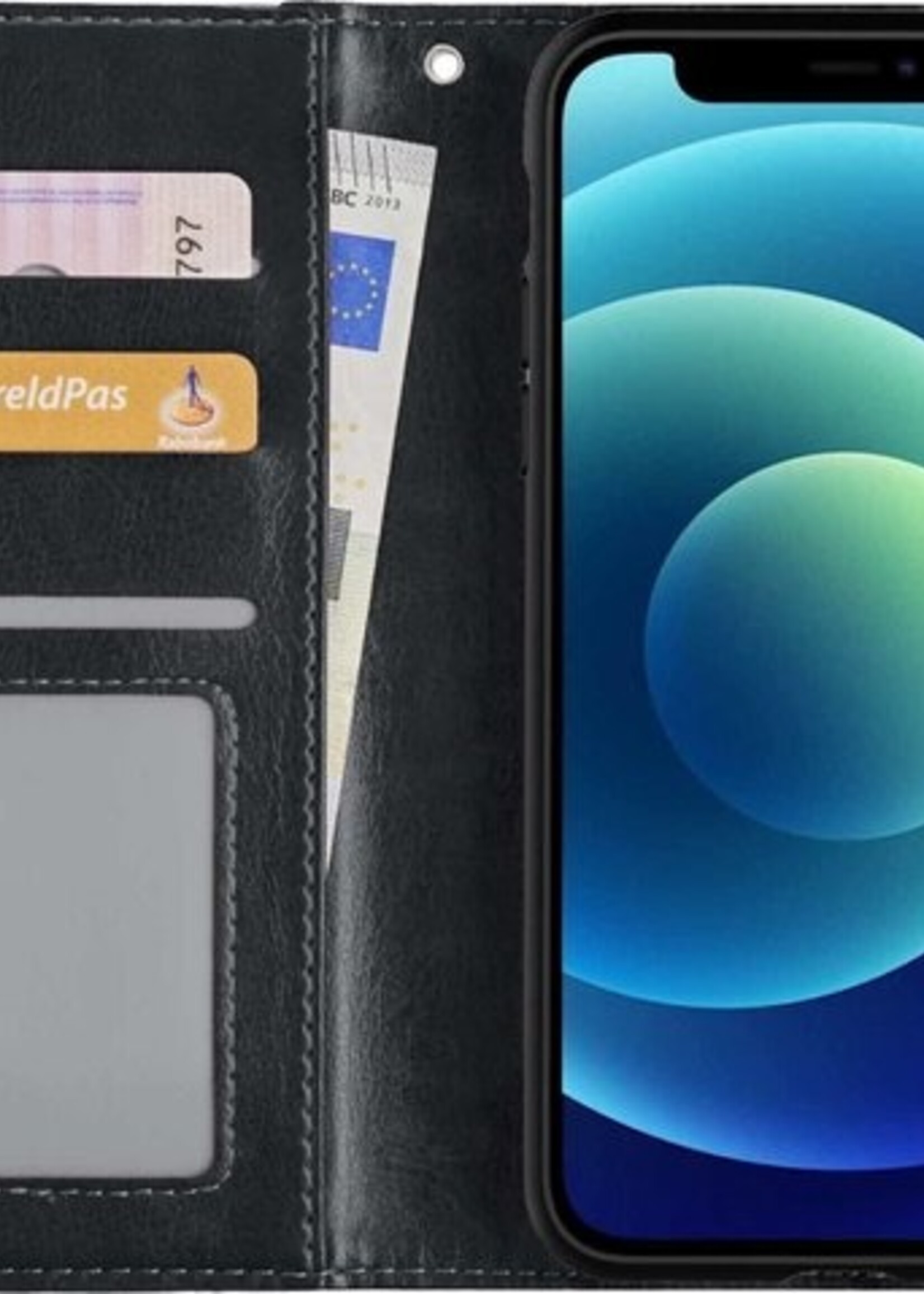 BTH Hoesje Geschikt voor iPhone 12 Hoesje Book Case Uitneembare 2-in-1 Hoes Met Screenprotector - Hoes Geschikt voor iPhone 12 Hoes Wallet Case Pashouder Hoesje - Zwart