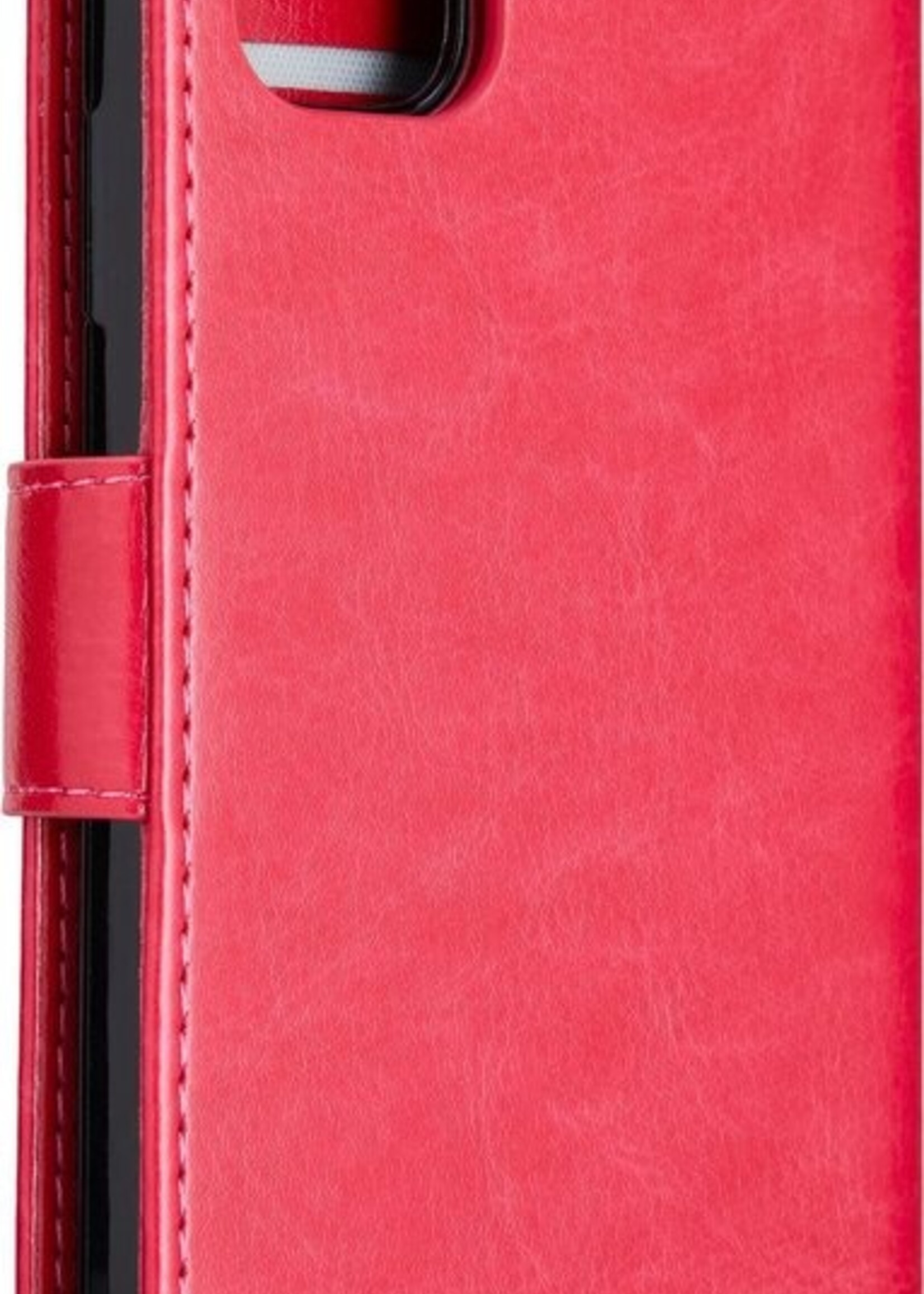 BTH Hoesje Geschikt voor iPhone 12 Hoesje Book Case Uitneembare 2-in-1 Hoes Met 2x Screenprotector - Hoes Geschikt voor iPhone 12 Hoes Wallet Case Pashouder Hoesje - Donkerroze