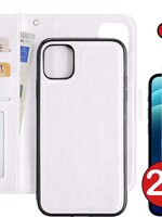 BTH BTH iPhone 12 2-in-1 hoesje bookcase afneembaar wit met 2x screenprotector