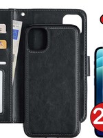 BTH BTH iPhone 12 2-in-1 hoesje bookcase afneembaar zwart met 2x screenprotector