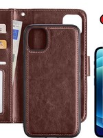 BTH BTH iPhone 12 Pro 2-in-1 hoesje bookcase afneembaar bruin met screenprotector