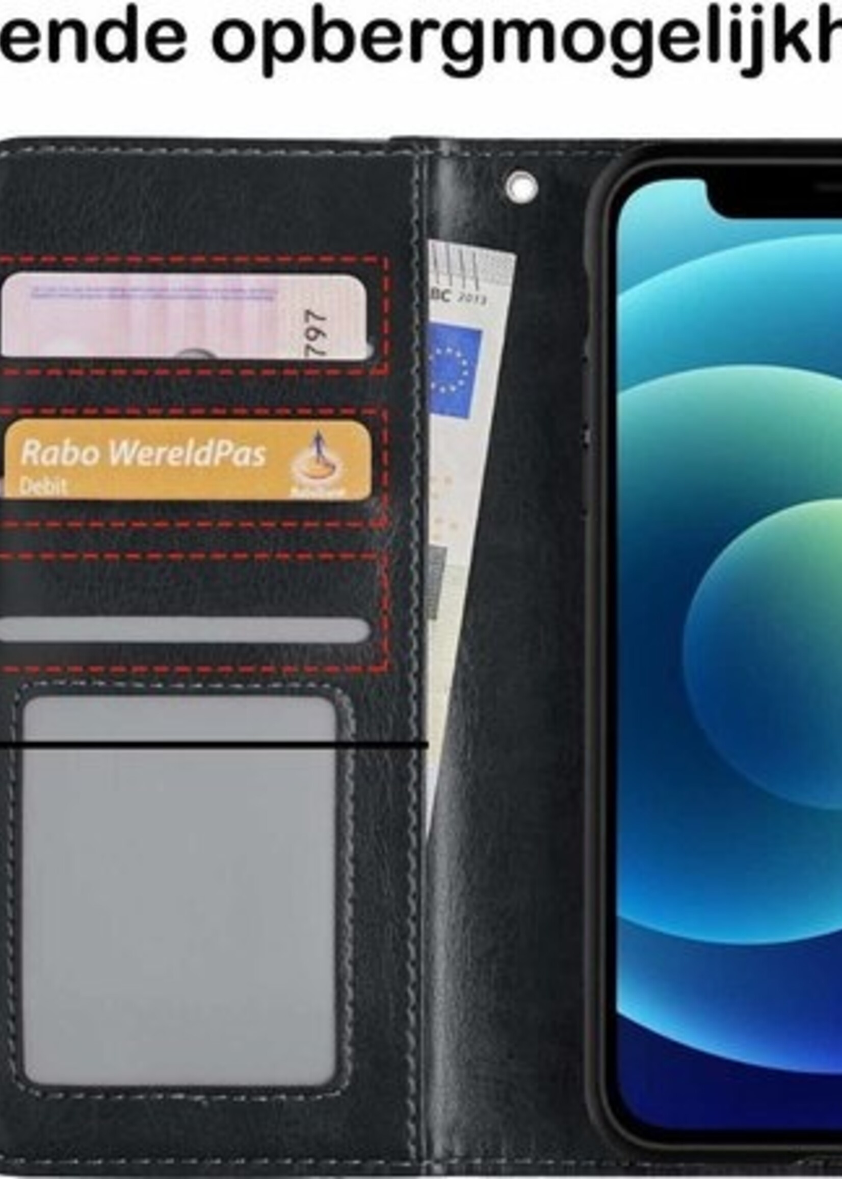 BTH Hoesje Geschikt voor iPhone 12 Pro Hoesje Book Case Uitneembare 2-in-1 Hoes Met Screenprotector - Hoes Geschikt voor iPhone 12 Pro Hoes Wallet Case Pashouder Hoesje - Zwart