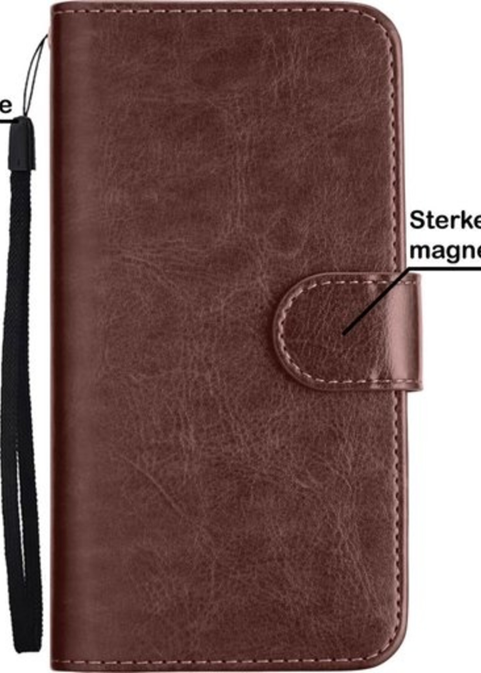 BTH Hoesje Geschikt voor iPhone 12 Pro Hoesje Book Case Uitneembare 2-in-1 Hoes Met 2x Screenprotector - Hoes Geschikt voor iPhone 12 Pro Hoes Wallet Case Pashouder Hoesje - Bruin