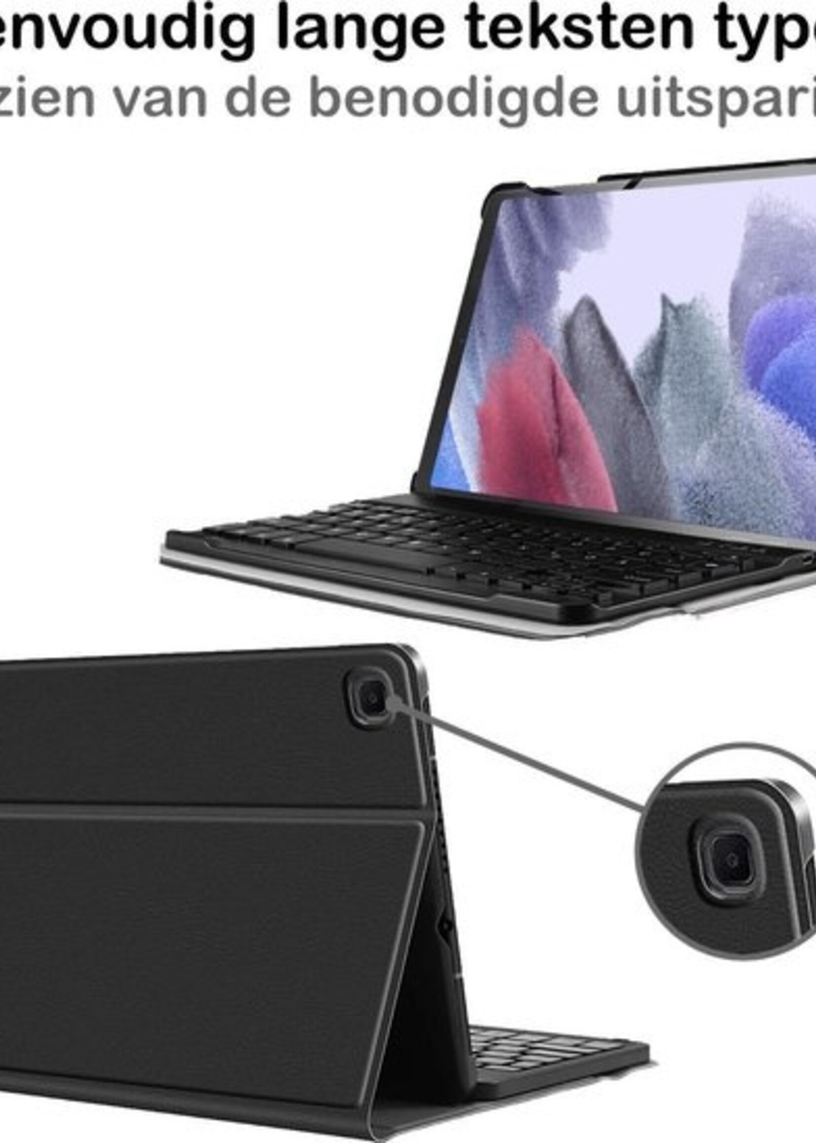 BTH Hoes Geschikt voor Samsung Galaxy Tab A7 Lite Hoes Toetsenbord Hoesje Keyboard Case Cover Met Screenprotector - Hoesje Geschikt voor Samsung Tab A7 Lite Hoes Toetsenbord Case - Zwart