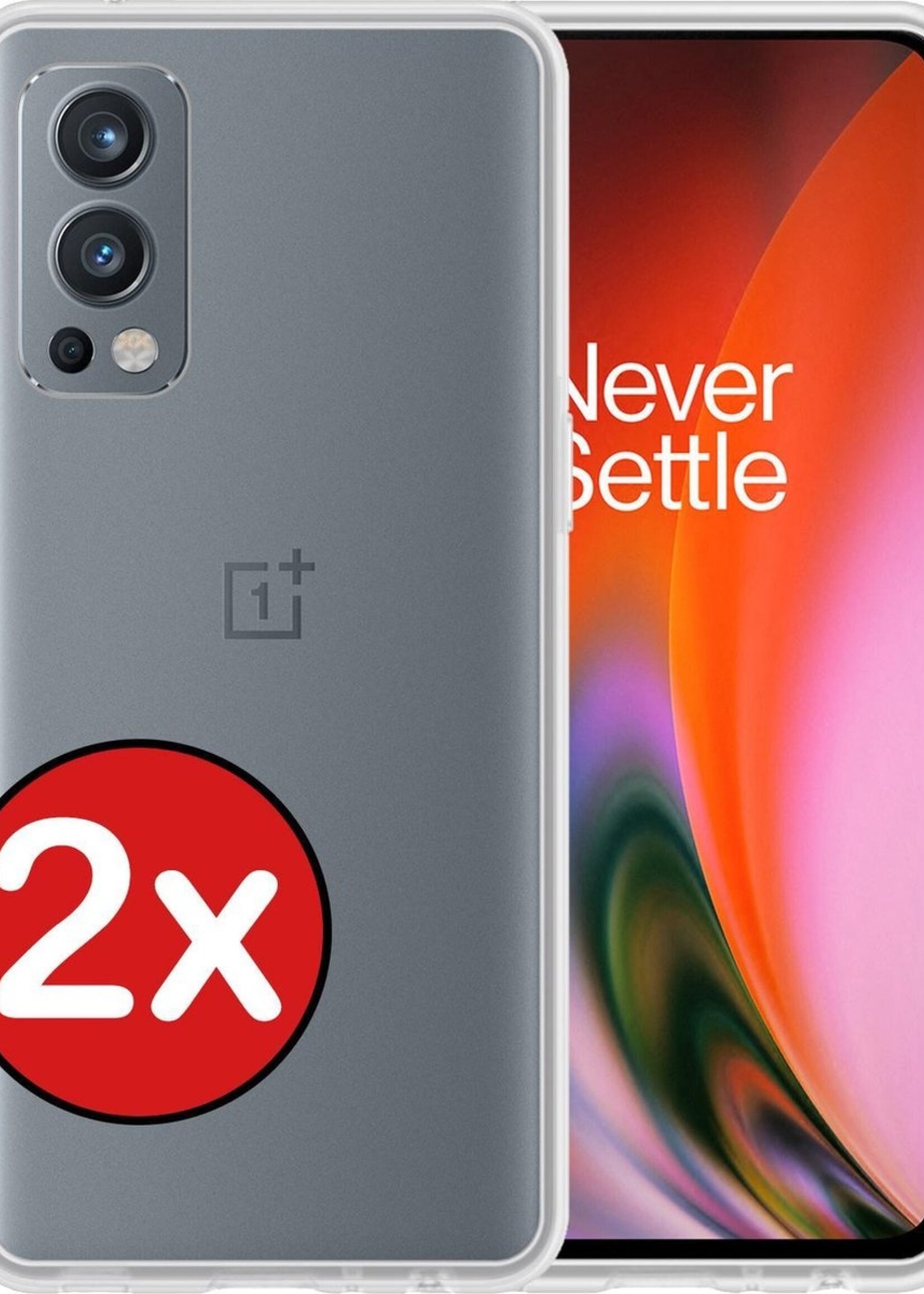 BTH Hoesje Geschikt voor OnePlus Nord 2 Hoesje Siliconen Case Hoes - Hoes Geschikt voor OnePlus Nord 2 Hoes Cover Case - Transparant - 2 PACK
