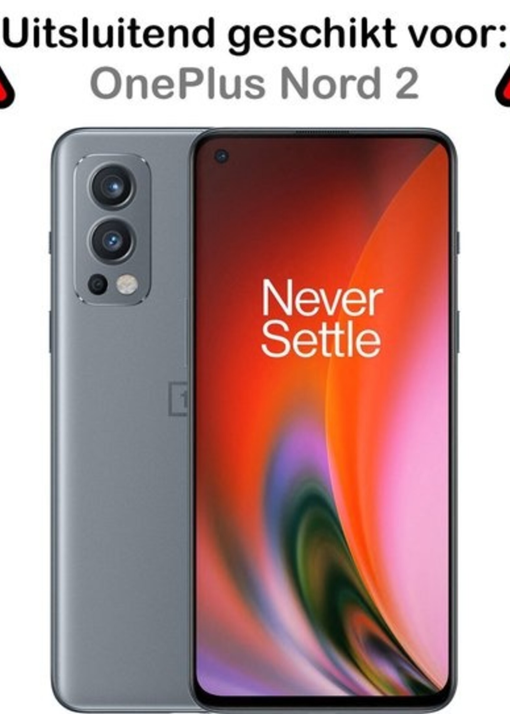 BTH Hoesje Geschikt voor OnePlus Nord 2 Hoesje Siliconen Case Hoes - Hoes Geschikt voor OnePlus Nord 2 Hoes Cover Case - Transparant - 2 PACK