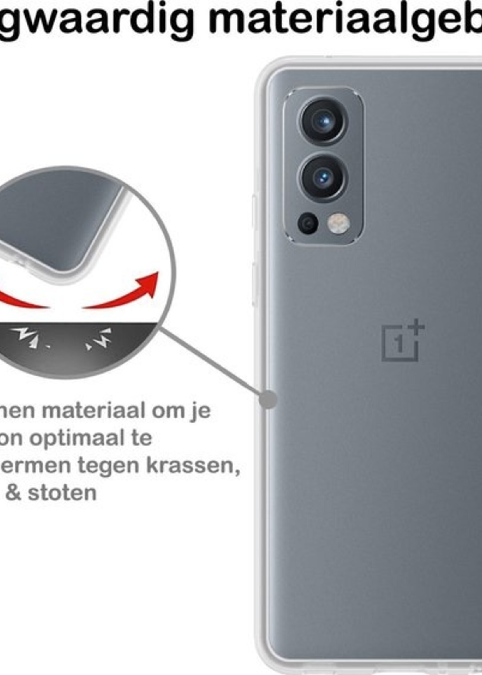 BTH Hoesje Geschikt voor OnePlus Nord 2 Hoesje Siliconen Case Hoes - Hoes Geschikt voor OnePlus Nord 2 Hoes Cover Case - Transparant - 2 PACK