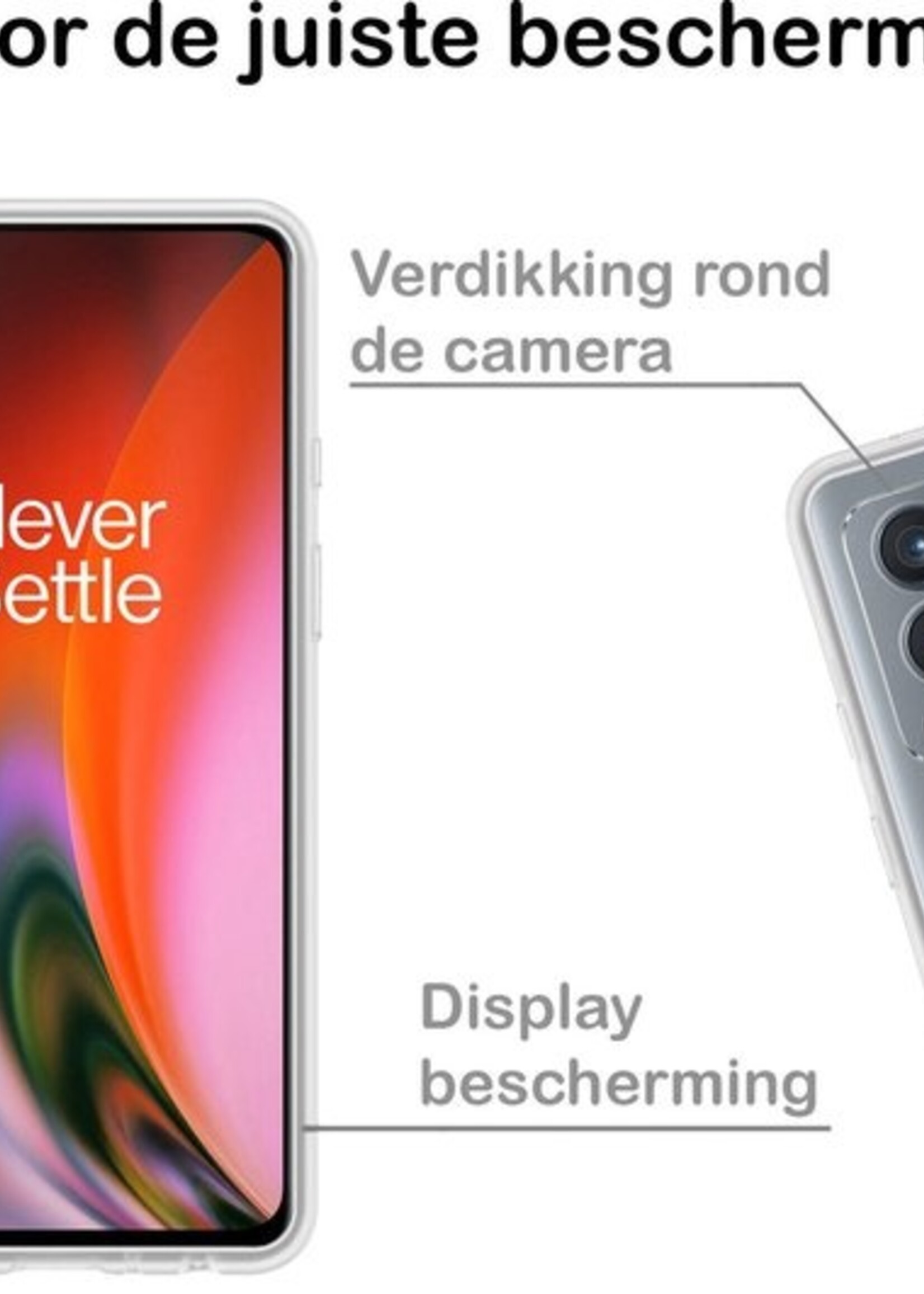 BTH Hoesje Geschikt voor OnePlus Nord 2 Hoesje Siliconen Case Hoes Met 2x Screenprotector - Hoes Geschikt voor OnePlus Nord 2 Hoes Cover Case - Transparant