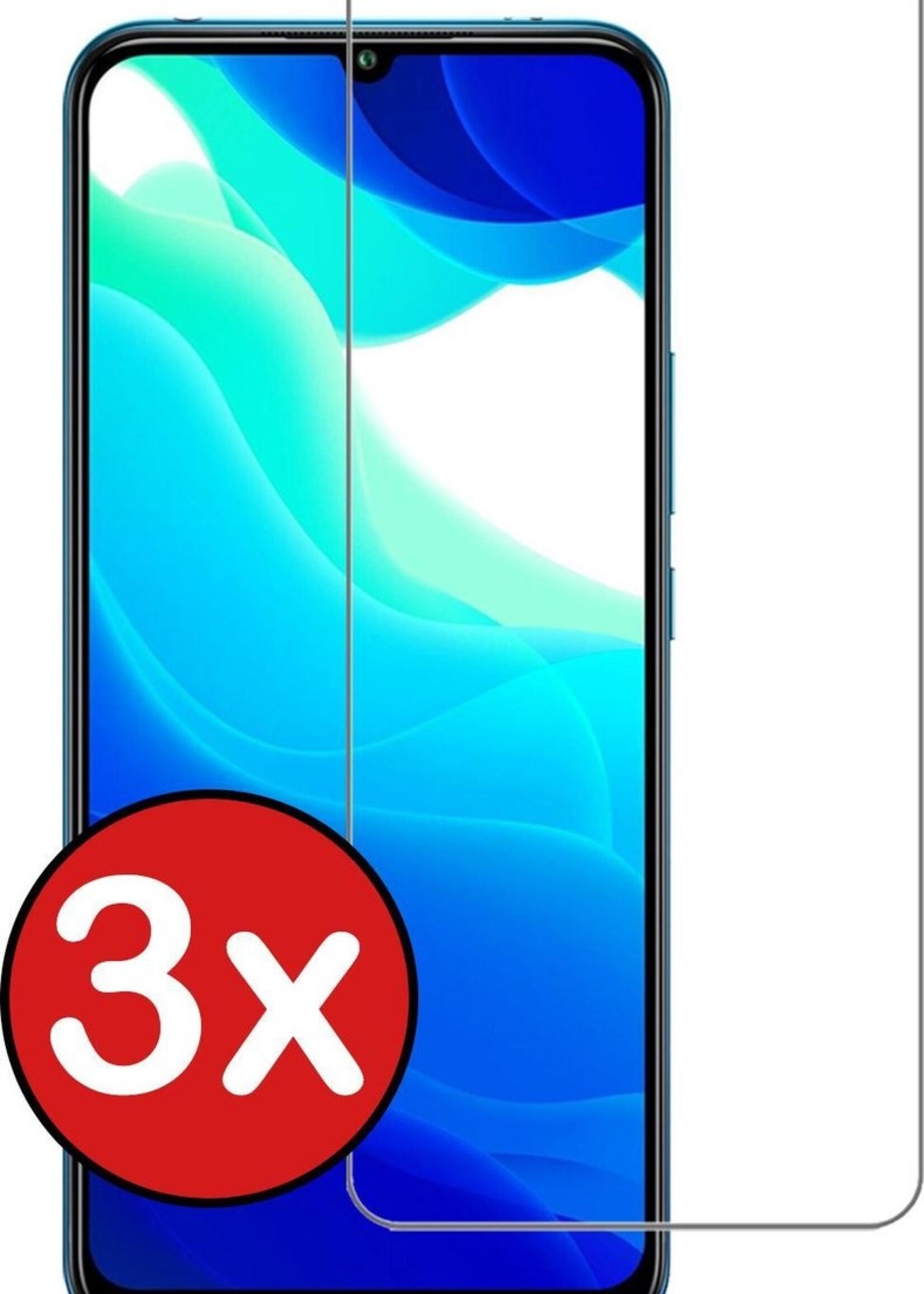 BTH Screenprotector Geschikt voor Xiaomi Mi 10 Lite Screenprotector Glas Gehard Tempered Glass - Screenprotector Geschikt voor Xiaomi Mi 10 Lite Screen Protector Screen Cover - 3 PACK