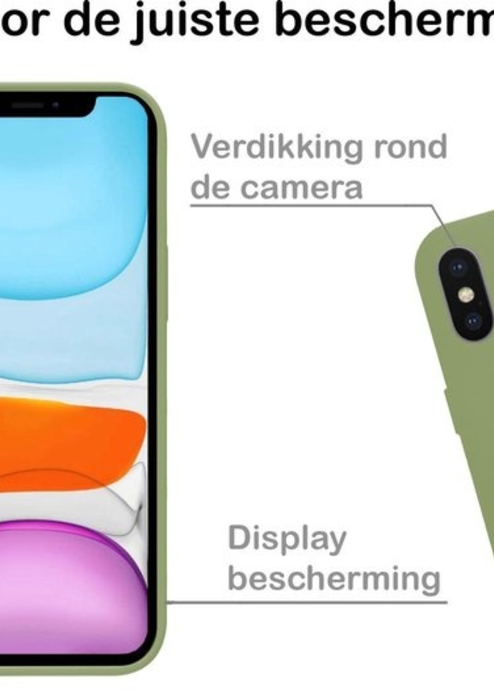 BTH Hoesje Geschikt voor iPhone X Hoesje Siliconen Case Hoes Met 2x Screenprotector - Hoes Geschikt voor iPhone X Hoes Cover Case - Groen