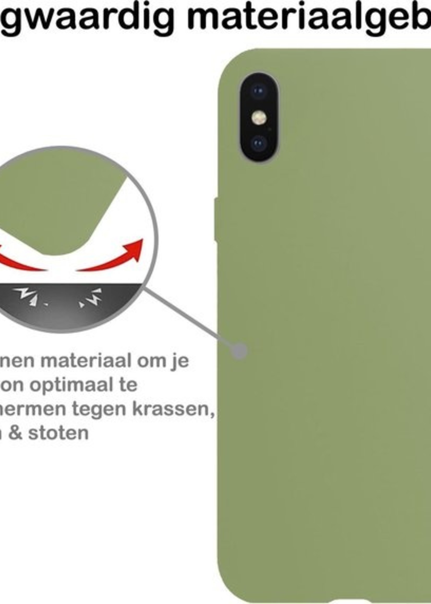 BTH Hoesje Geschikt voor iPhone X Hoesje Siliconen Case Hoes Met 2x Screenprotector - Hoes Geschikt voor iPhone X Hoes Cover Case - Groen