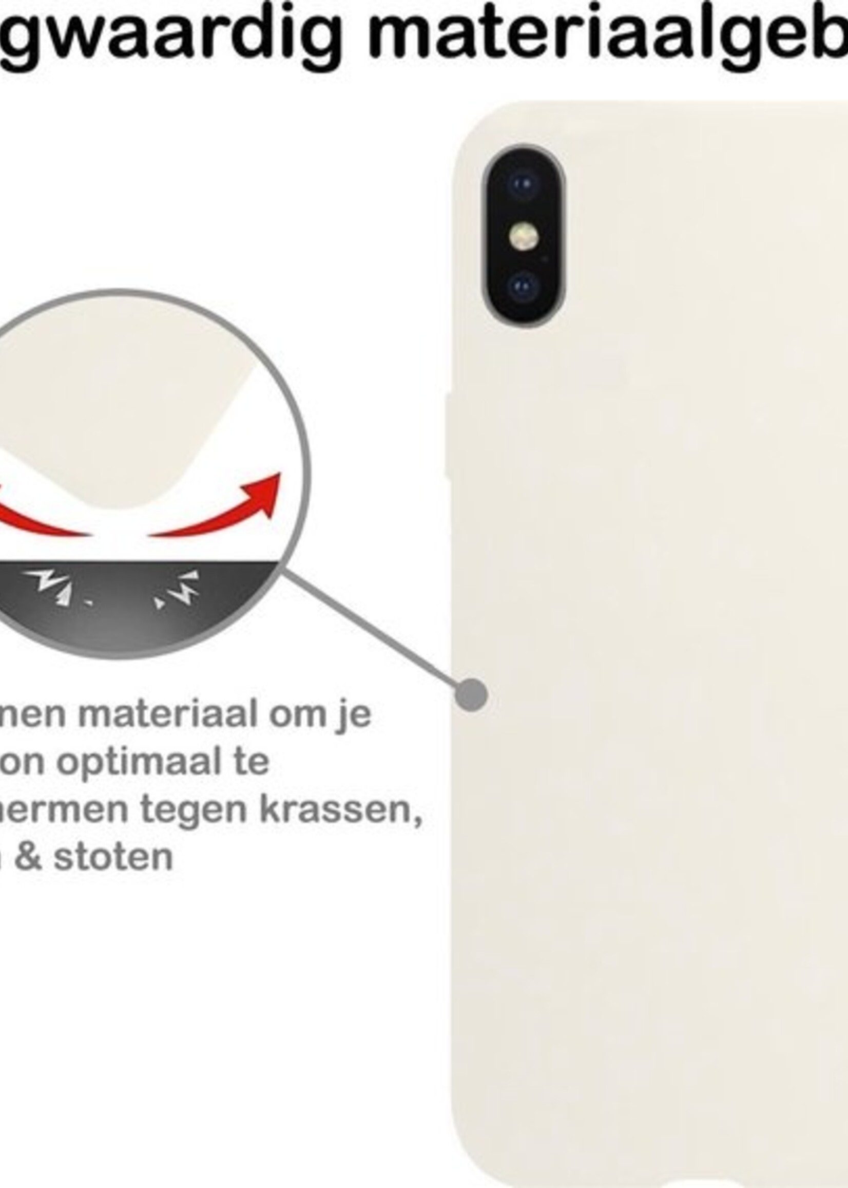 BTH Hoesje Geschikt voor iPhone Xs Hoesje Siliconen Case Hoes Met 2x Screenprotector - Hoes Geschikt voor iPhone Xs Hoes Cover Case - Wit
