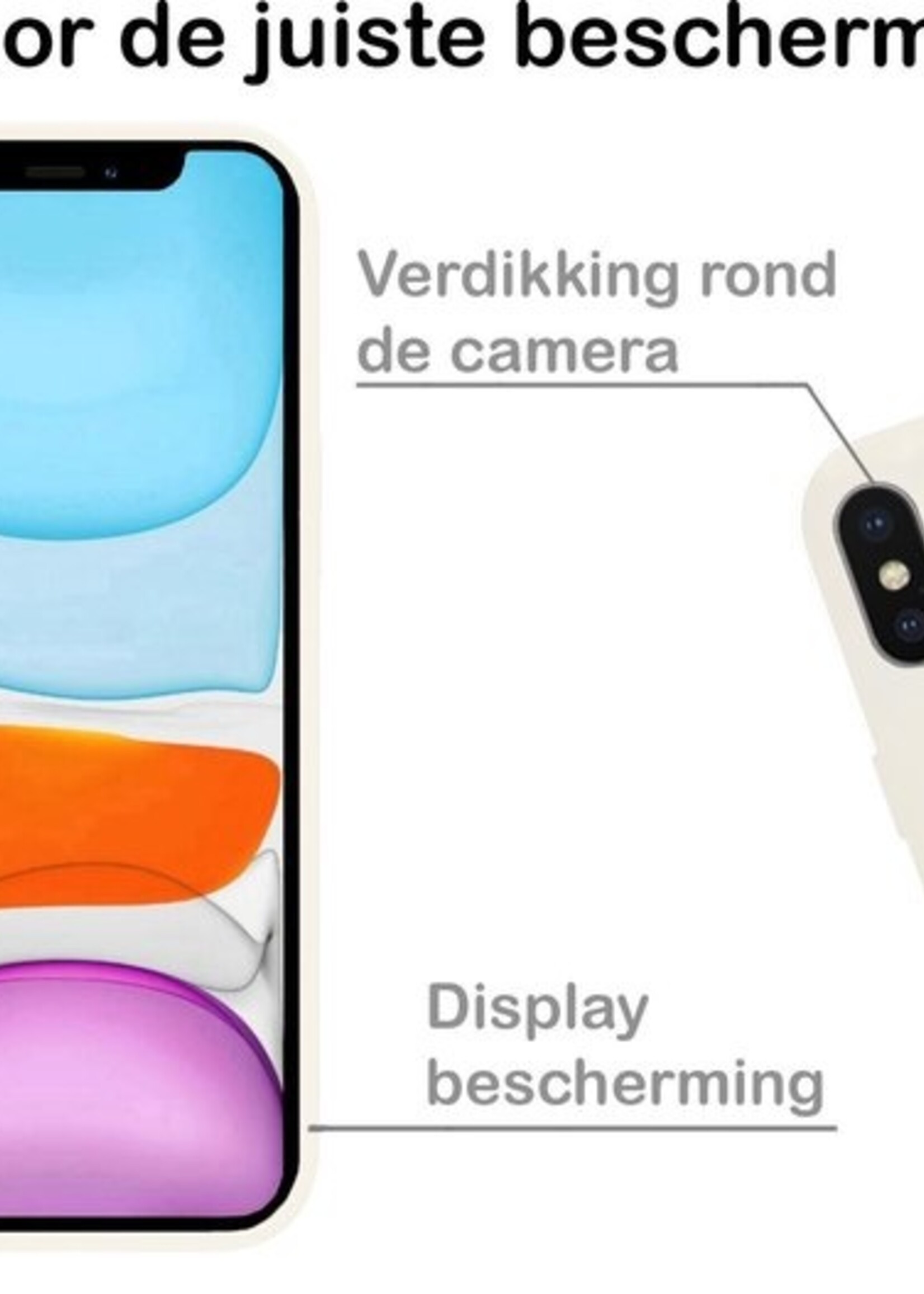 BTH Hoesje Geschikt voor iPhone Xs Hoesje Siliconen Case Hoes Met 2x Screenprotector - Hoes Geschikt voor iPhone Xs Hoes Cover Case - Wit