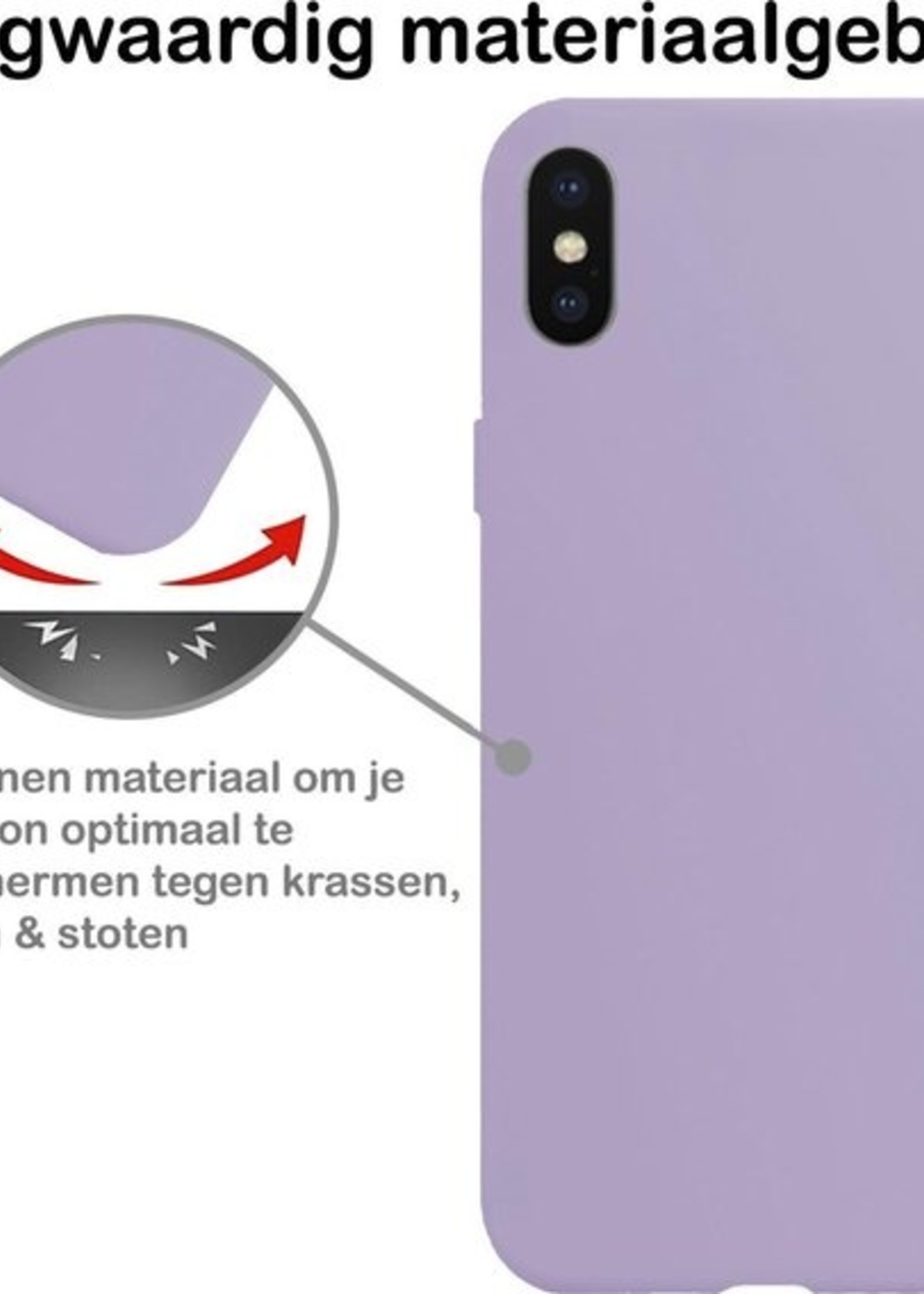 BTH Hoesje Geschikt voor iPhone Xs Max Hoesje Siliconen Case Hoes Met 2x Screenprotector - Hoes Geschikt voor iPhone Xs Max Hoes Cover Case - Lila