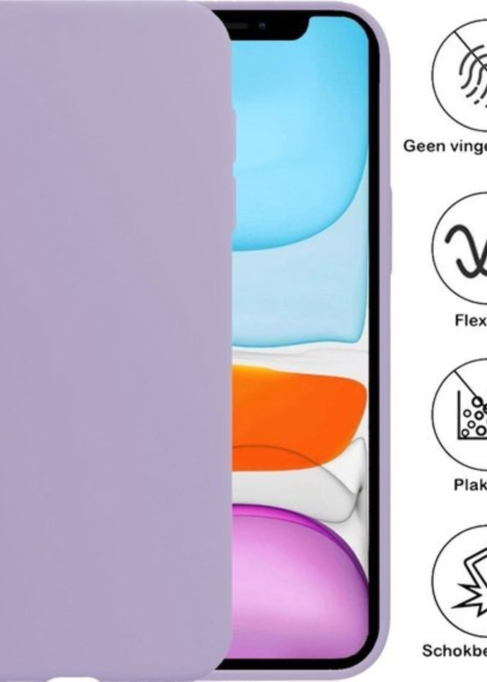 BTH Hoesje Geschikt voor iPhone Xs Max Hoesje Siliconen Case Hoes Met 2x Screenprotector - Hoes Geschikt voor iPhone Xs Max Hoes Cover Case - Lila