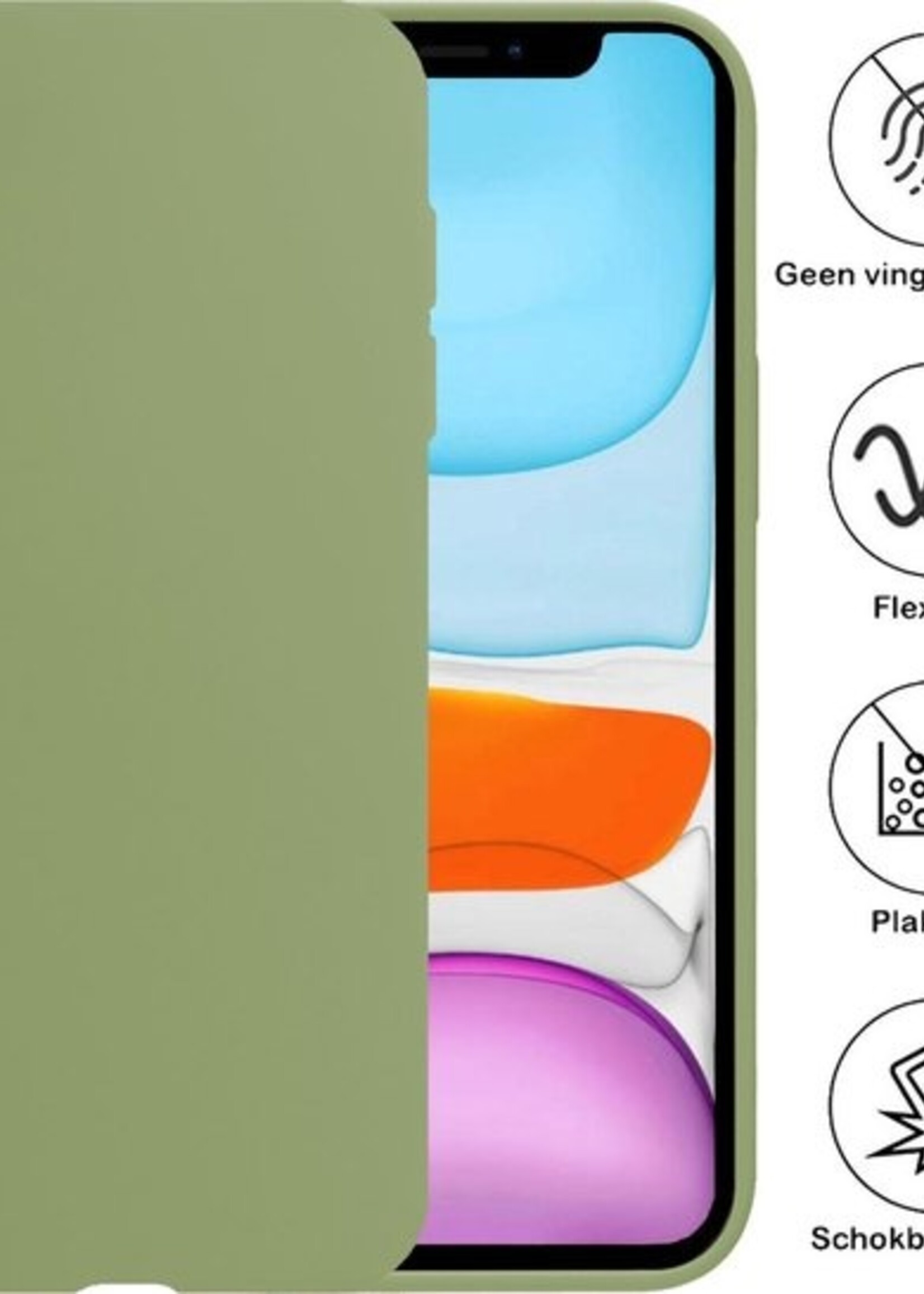 BTH Hoesje Geschikt voor iPhone Xs Max Hoesje Siliconen Case Hoes Met Screenprotector - Hoes Geschikt voor iPhone Xs Max Hoes Cover Case - Groen