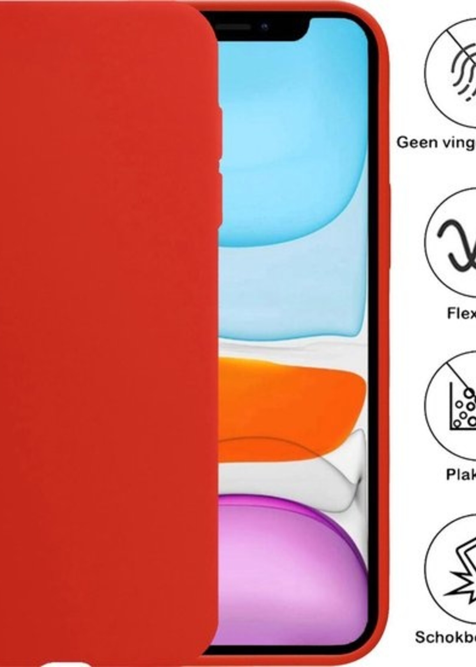 BTH Hoesje Geschikt voor iPhone Xs Max Hoesje Siliconen Case Hoes Met 2x Screenprotector - Hoes Geschikt voor iPhone Xs Max Hoes Cover Case - Rood