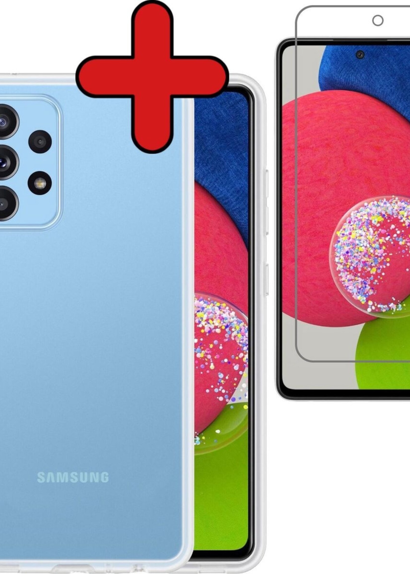 BTH Hoesje Geschikt voor Samsung A52s Hoesje Siliconen Case Hoes Met Screenprotector - Hoes Geschikt voor Samsung Galaxy A52s 5G Hoes Cover Case - Transparant