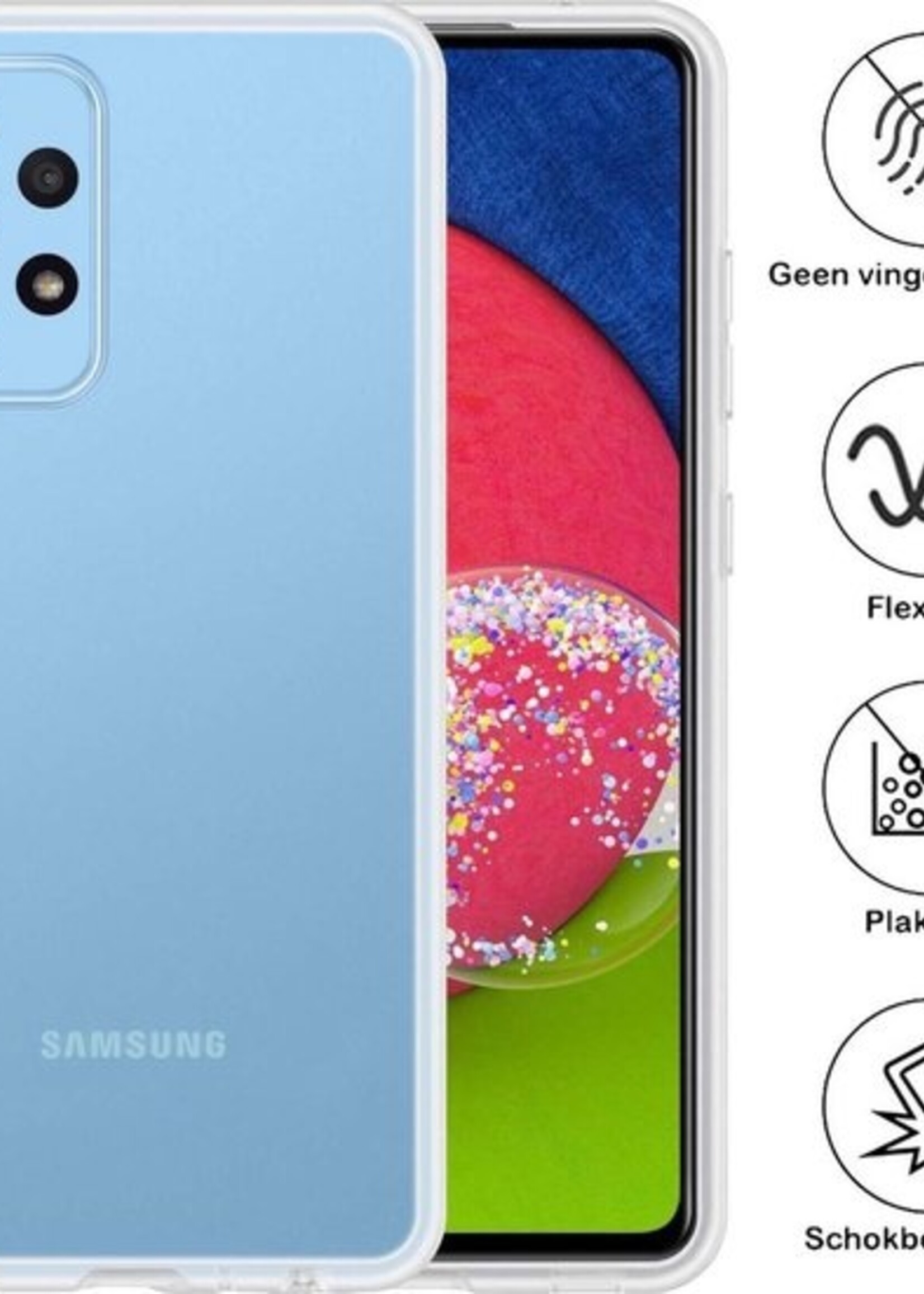 BTH Hoesje Geschikt voor Samsung A52s Hoesje Siliconen Case Hoes Met Screenprotector - Hoes Geschikt voor Samsung Galaxy A52s 5G Hoes Cover Case - Transparant