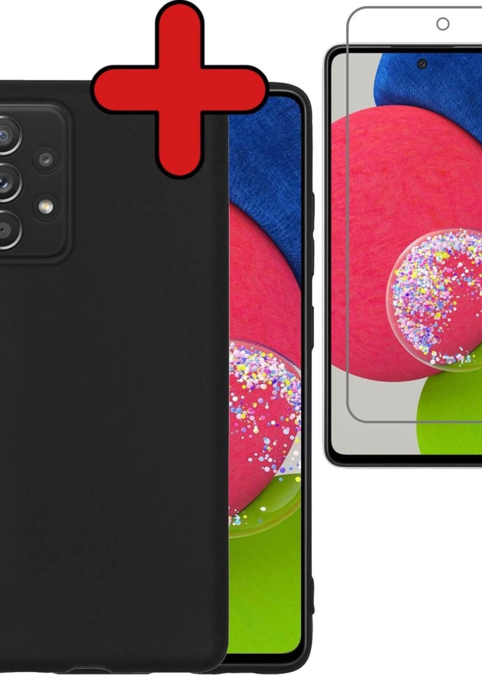 BTH Hoesje Geschikt voor Samsung A52s Hoesje Siliconen Case Hoes Met Screenprotector - Hoes Geschikt voor Samsung Galaxy A52s 5G Hoes Cover Case - Zwart